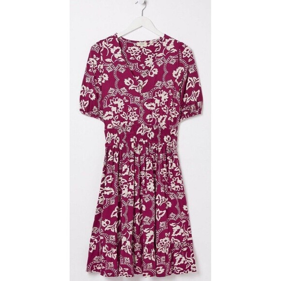 Fat face Lottie Wallpaper Dress Size 12 Burgundy
